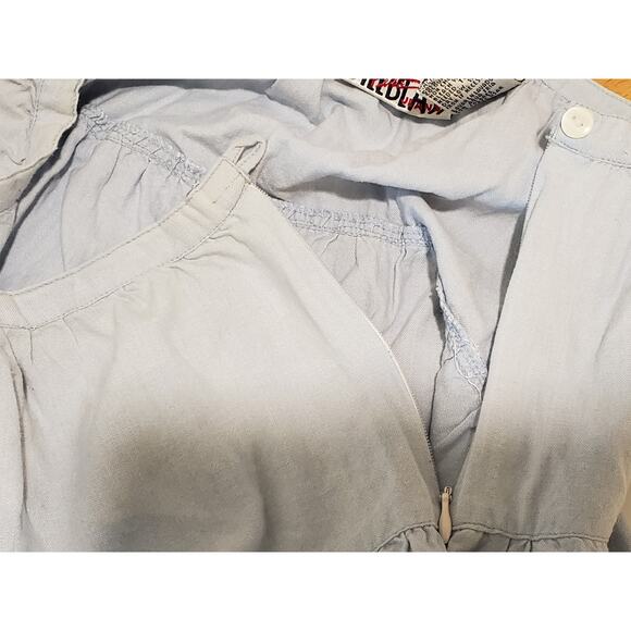 Vintage Bill Blass Jeans Light Blue Denim Embordered Floral Trim Flare Skirt - Picture 3 of 6